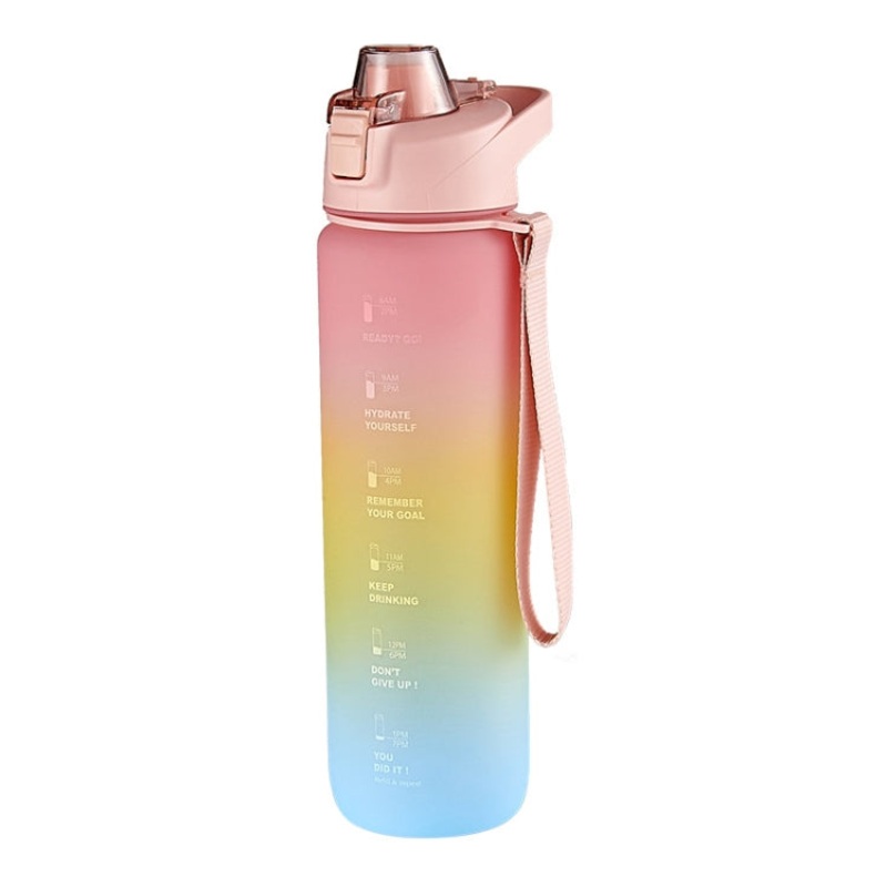 Large Capacity Plastic Sports Water Cup Gradient Cherry Pink (1000ml)