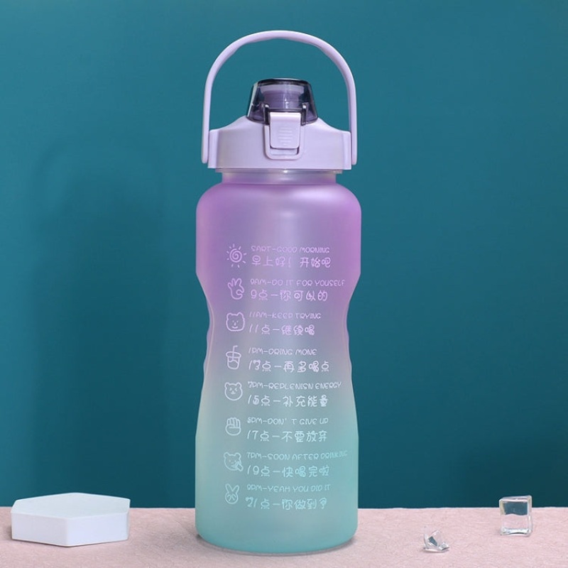 Large Capacity Sports Water Cup Outdoor Portable Straw Water Bottle (Purple Green Gradient)