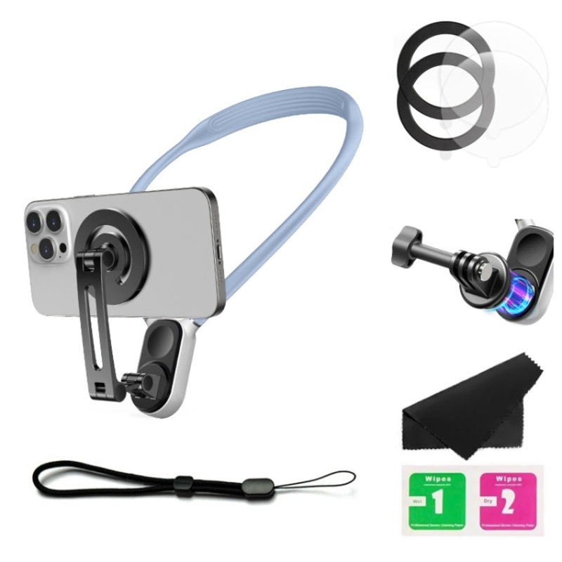 Magnetic Hanging Neck Holder For Mobile Phones/Action Cameras (Glacier Blue)