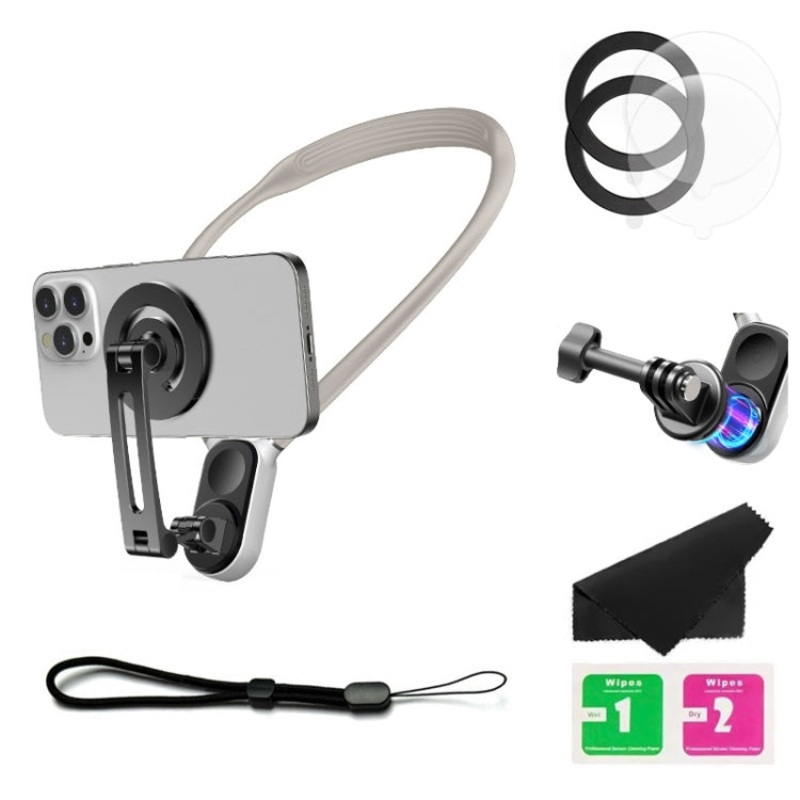 Magnetic Hanging Neck Holder For Mobile Phones/Action Cameras (Star Light Color)