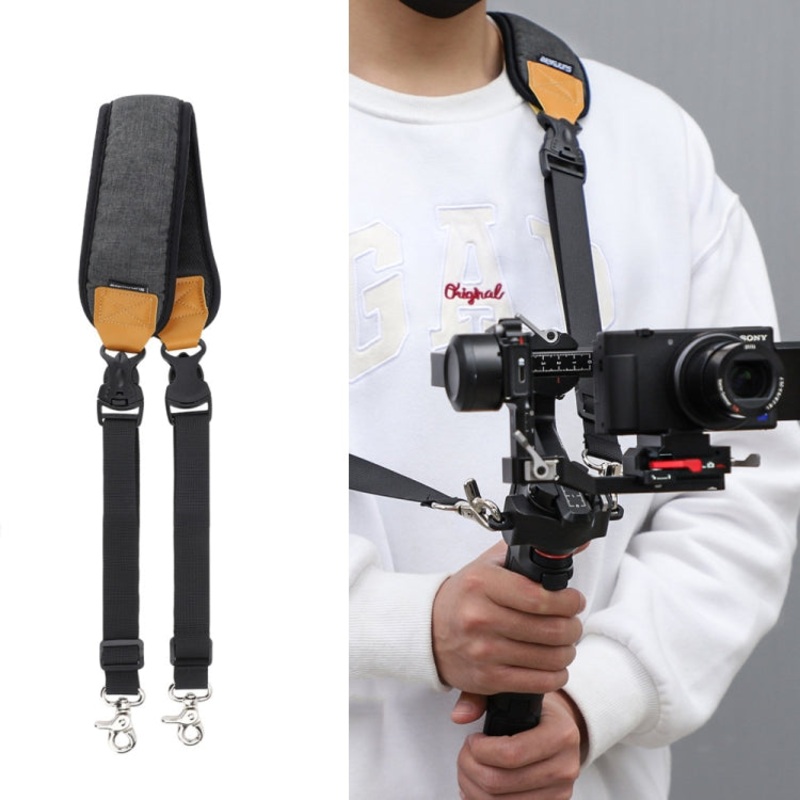 For DJI RS3 Mini Sunnylife RO-GS560 Lanyard Handheld Gimbal Double Buckle Comfortable Shoulder Strap Accessories (Black)
