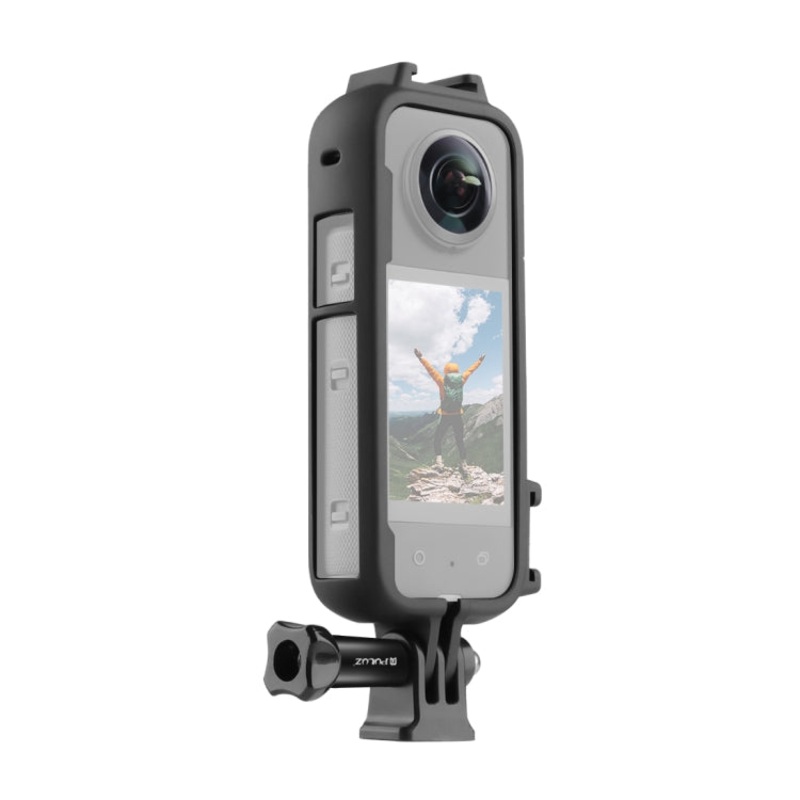 For Insta360 X3 PULUZ Cold Shoe PC Plastic Protective Frame with Adapter Mount & Screw (Black)
