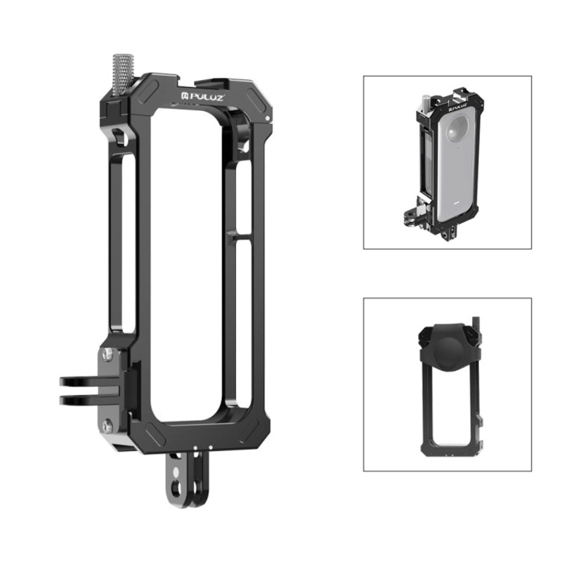 For Insta360 X3 PULUZ Metal Protective Cage Rig Housing Frame with Expand Cold Shoe Base & Tripod Adapter (Black)