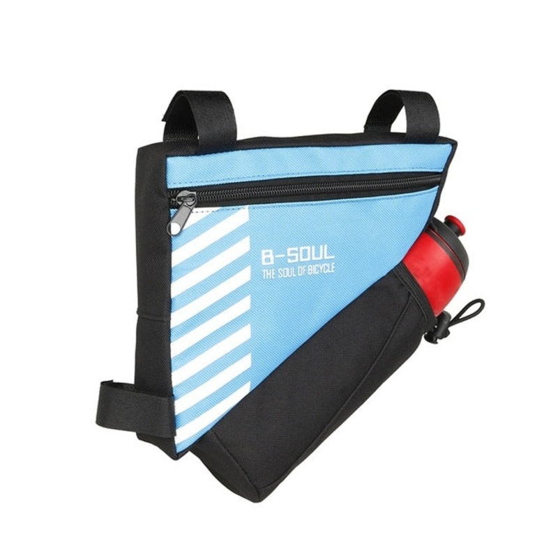 Bicycle Bags Water Bottle Triangle Pouch Solid Cycling Front Tube Bag Pocket 20.5x18x5cm (Blue)