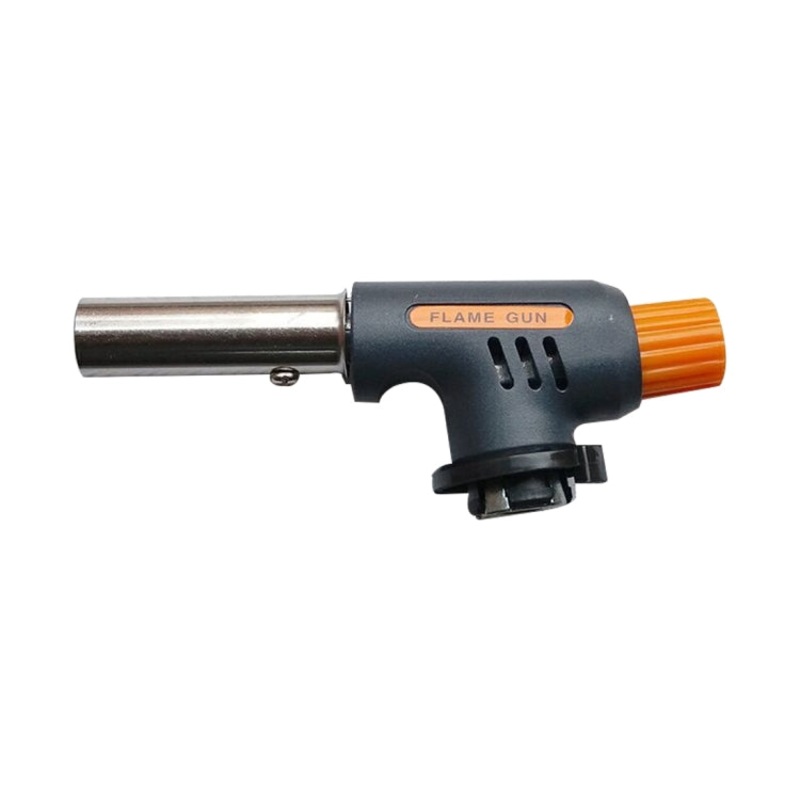 Flamethrower Butane Burner Automatic Ignition Baking BBQ Camping Outdoor Hiking Fire Flame Gun Welding Gas Torch (Orange)