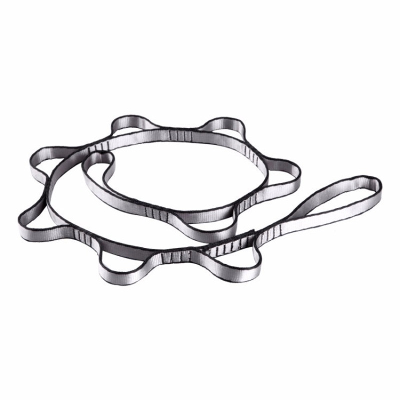High-Strength Aerial Yoga Hammock 7 Ring Extension Nylon Double Belt Strap (Gray) [1.1m]