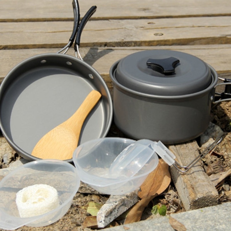 Outdoor Camping Ultra Light Weight Cookware Stackable Set for 4-5 People, Large (Size: Large)