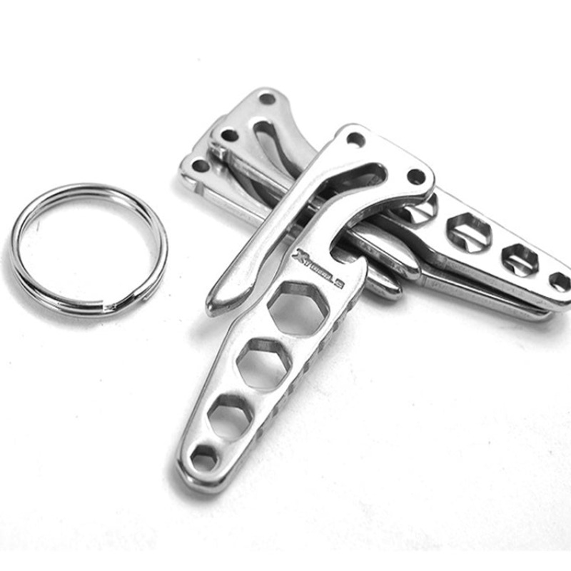 Pocket Carbon Stainless Steel Key Holder Bottle Opener Outdoor Sports Camping EDC Tool (Titanium)