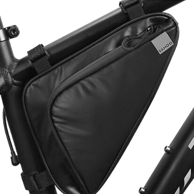 Shark Tiger Bicycle Front Beam Wax Polyester Triangle Bag Black (1.5L)