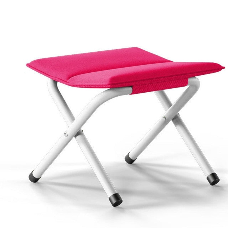 Portable Folding Stool for Camping Climbing Fishing (Rose Red)