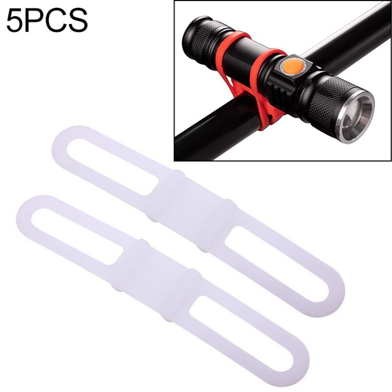 Silicon Strap Bike Torch Flashlight Phone Holder Elastic Bandage Bicycle Light Mount (White)