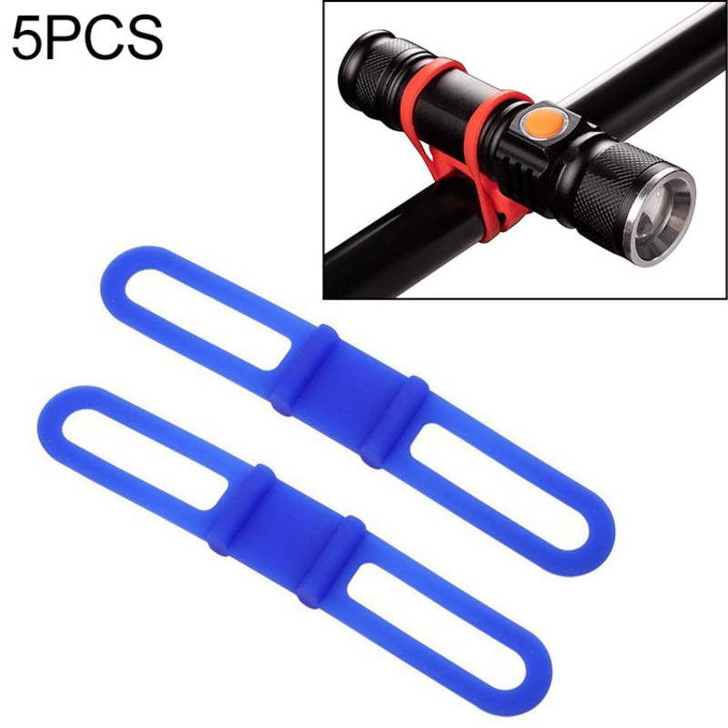Silicon Strap Mountain Road Bike Torch Flashlight Elastic Bandage Bicycle Light Mount Holder (Blue)