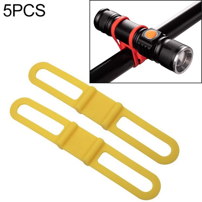 Silicon Strap Mountain Road Bike Torch Phone Flashlight Elastic Bandage Bicycle Light Mount Holder Yellow (5 Pcs)