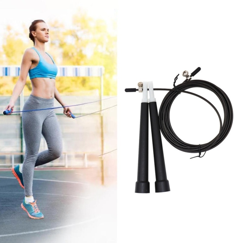 Steel Wire Skipping Skip Adjustable Fitness Jump RopeLength: 3m(Black)