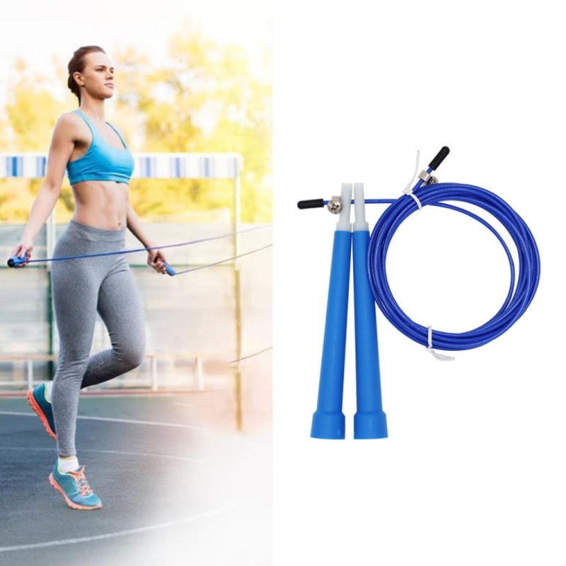 Steel Wire Skipping Skip Adjustable Fitness Jump RopeLength: 3m(Blue)