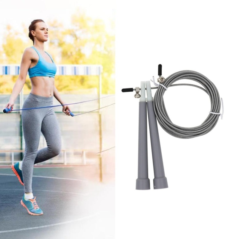 Steel Wire Skipping Skip Adjustable Fitness Jump RopeLength: 3m(Grey)