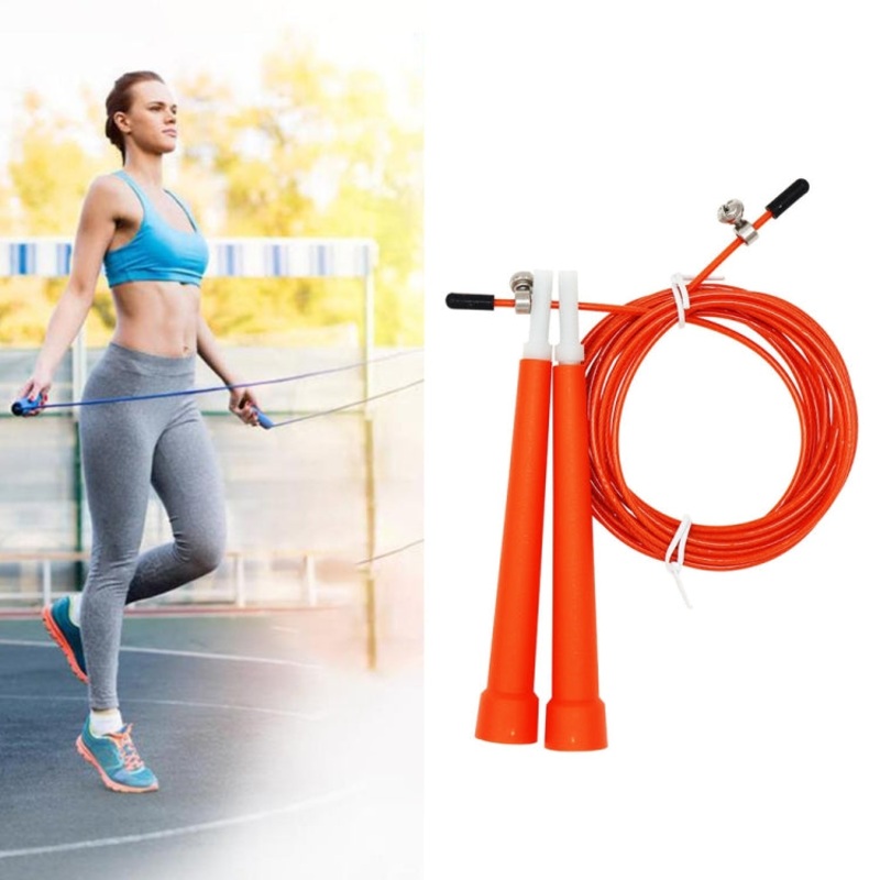 Steel Wire Skipping Skip Adjustable Fitness Jump RopeLength: 3m(Orange)