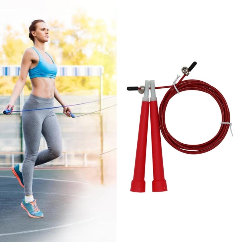 Steel Wire Skipping Skip Adjustable Fitness Jump RopeLength: 3m(Red)