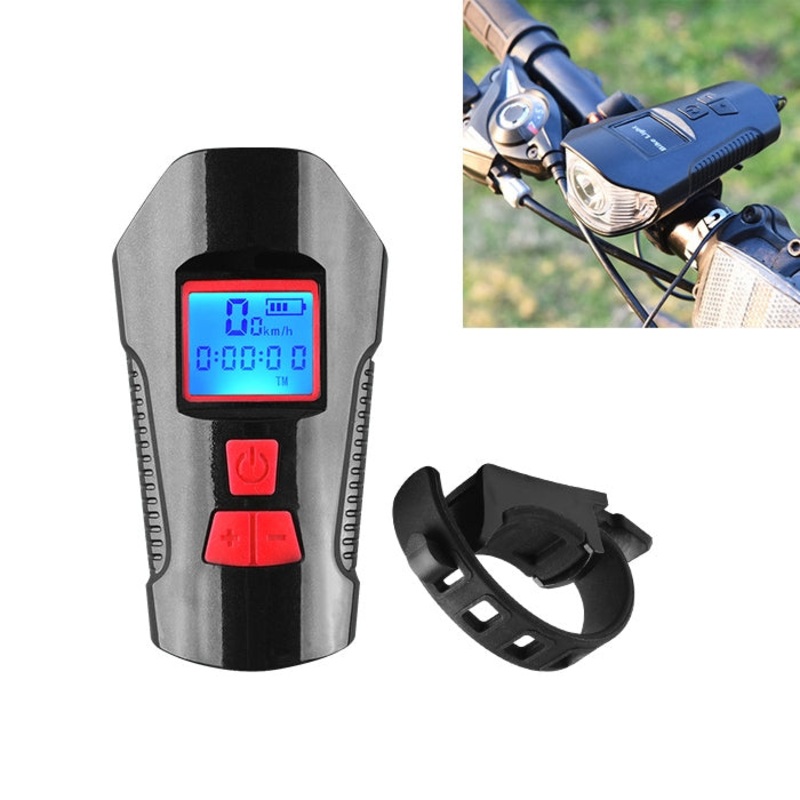 USB Charging Waterproof Snap-on Bicycle Headlight with Speaker & Stopwatch Function (Red)