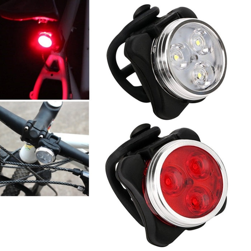 Waterproof Bicycle Headlight + Taillight Set USB Charging Four-speed Dimming COB Lamp Bead (1x Set)