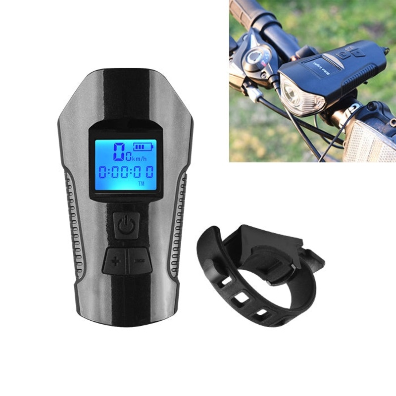 Waterproof Snap-on Bicycle Headlight Speaker Stopwatch Function USB Charging (Black)