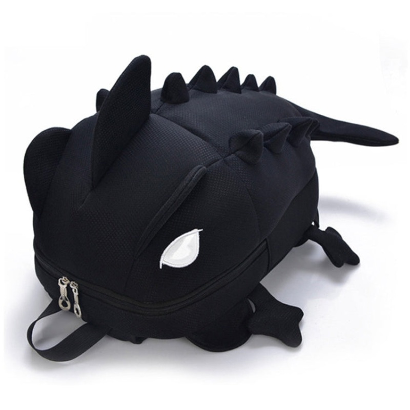3D Dinosaur Shape Cartoon School Bag Teenager Backpack (Black)