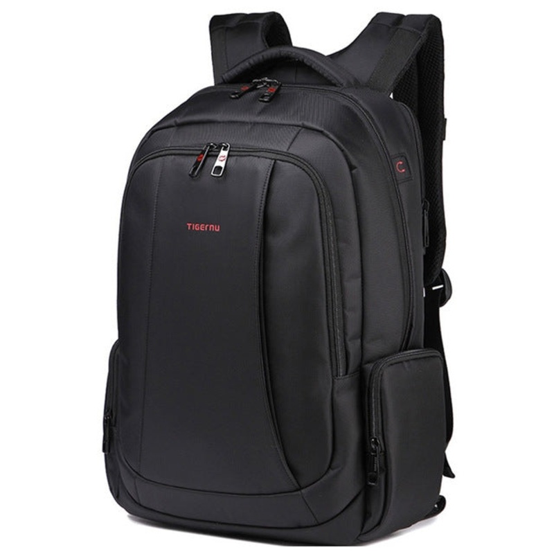 Anti-theft Nylon Laptop Backpack School Fashion Travel Male Casual 15.6 inch (Black)