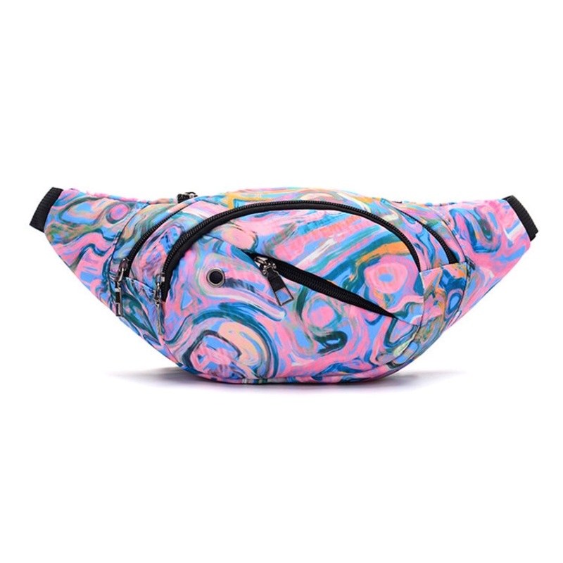 Color Printing Multi-function Casual Pockets Ladies Outdoor Purse Waist Bag (Purple)