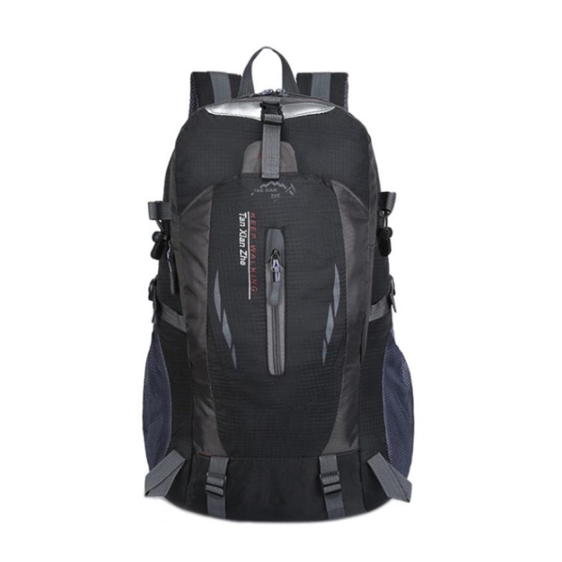 Large Capacity Travel Mountaineering Bag Outdoor Sports Nylon Waterproof Backpack (black)
