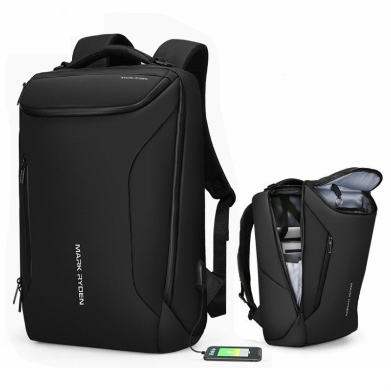 Men Backpack Multifunctional Waterproof Laptop Bag Travel Bag with USB Charging Port (Black)