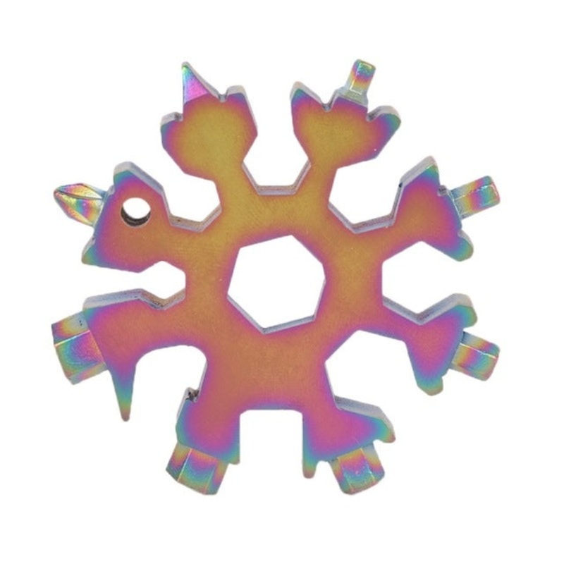 18-In-1 Multi-Tool Portable Outdoor Octagonal Snowflake EDC Tool Wrench Mini Screwdriver (Colorful)