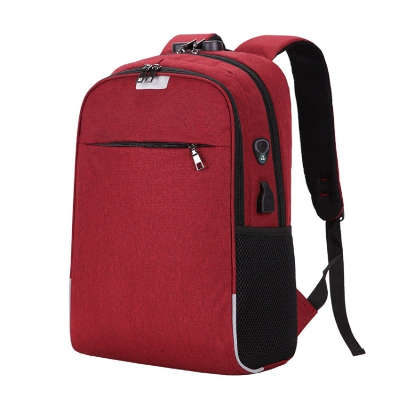 Anti-theft Travel Backpack with USB Charging Port (Red)