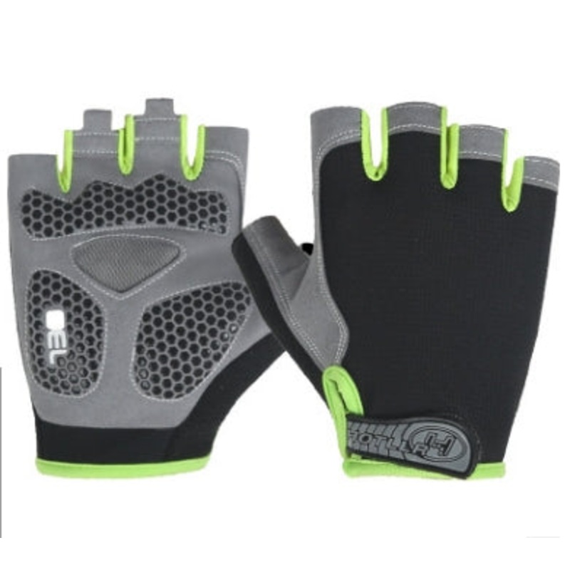 Cycling Shock Absorbing Anti-Slip Gloves Fitness Weight Lifting Training Half-finger Gloves, Size:L(Black+Green)