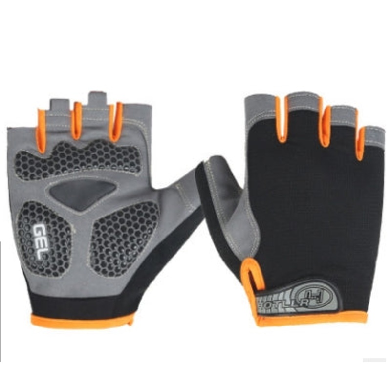 Cycling Shock Absorbing Anti-Slip Gloves Fitness Weight Lifting Training Half-finger Gloves, Size:L(Black+Orange)