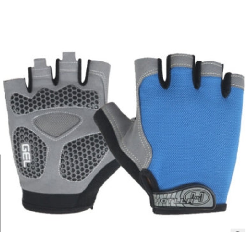 Cycling Shock Absorbing Anti-Slip Gloves Fitness Weight Lifting Training Half-finger Gloves, Size:L(Lake Blue)