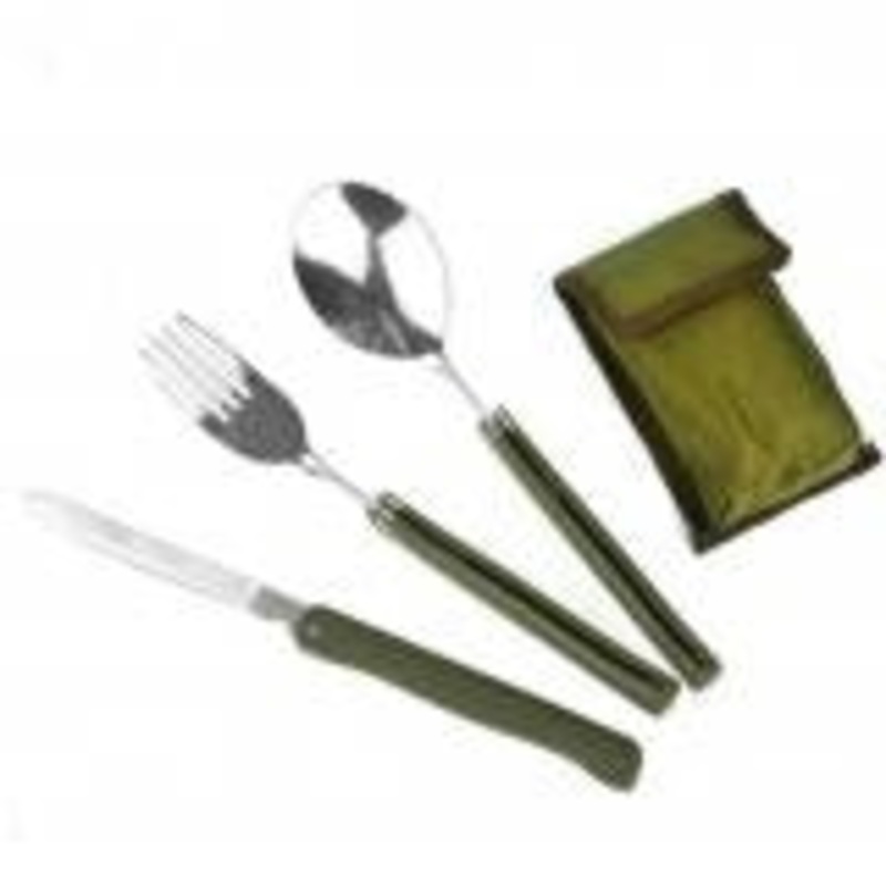 Portable Mini Tableware Set Outdoor Tool Folding Cutlery Set with Spoon Fork Knives for Camping Picnic Stainless Steel(Green)