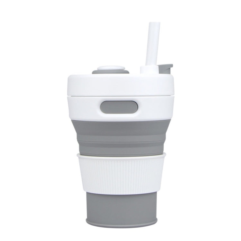 Folding Portable Telescopic Silicone Coffee Cup Travel Gray (350ML)