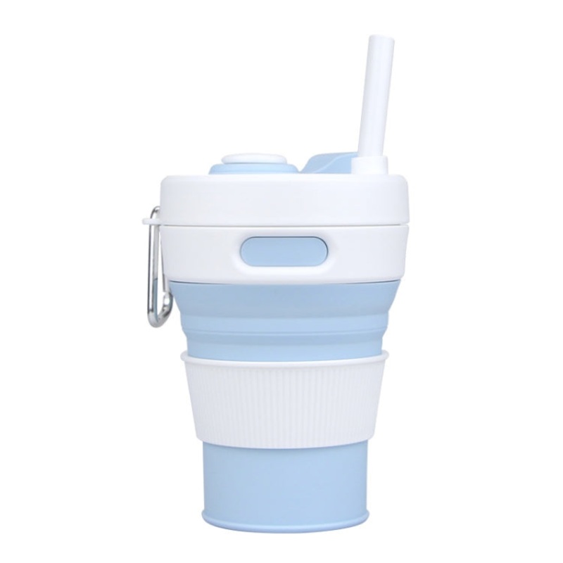 Portable Telescopic Silicone Coffee Cup Multi-Function Travel (Blue)
