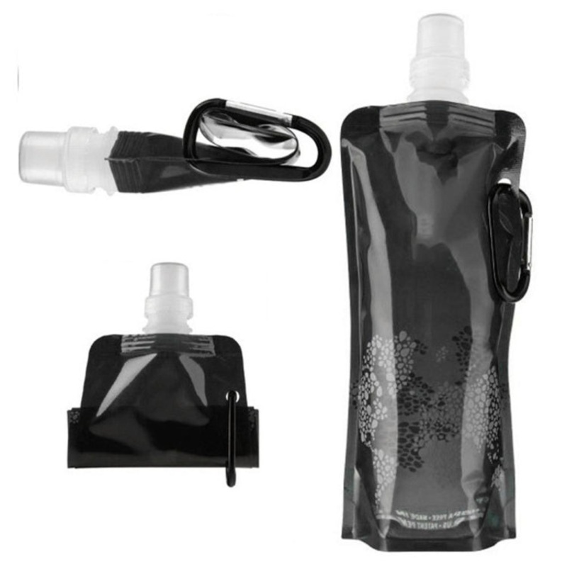 Portable Ultralight Foldable Silicone Water Bag for Hiking Camping Outdoor Sports (Black)