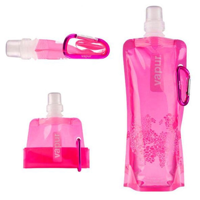 Portable Ultralight Foldable Silicone Water Bag Outdoor Sports Hiking Camping Soft Flask Waterproof Bag (Pink)