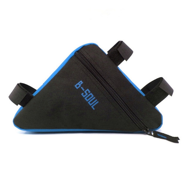 Triangle Bike Bag Front Tube Frame Cycling Bicycle Waterproof MTB Road Pouch Holder Saddle (Blue Black)