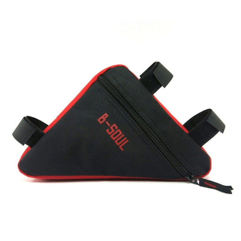 Triangle Bike Bag Front Tube Frame Cycling Bicycle Waterproof MTB Road Pouch Holder Saddle (Red Black)
