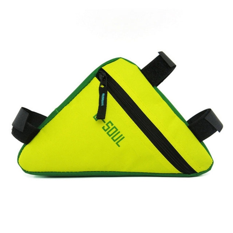 Triangle Bike Bag Front Tube Frame Cycling Bicycle Waterproof MTB Road Pouch Holder Saddle (Yellow Green)