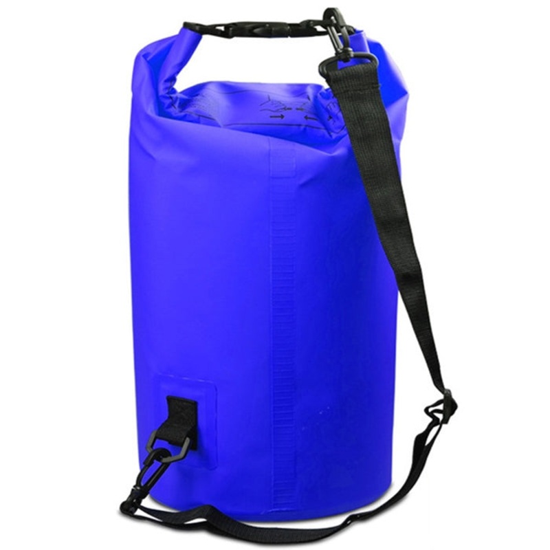 30L Outdoor Waterproof Double Shoulder Bag Dry Sack PVC Barrel Bag (Dark Blue)