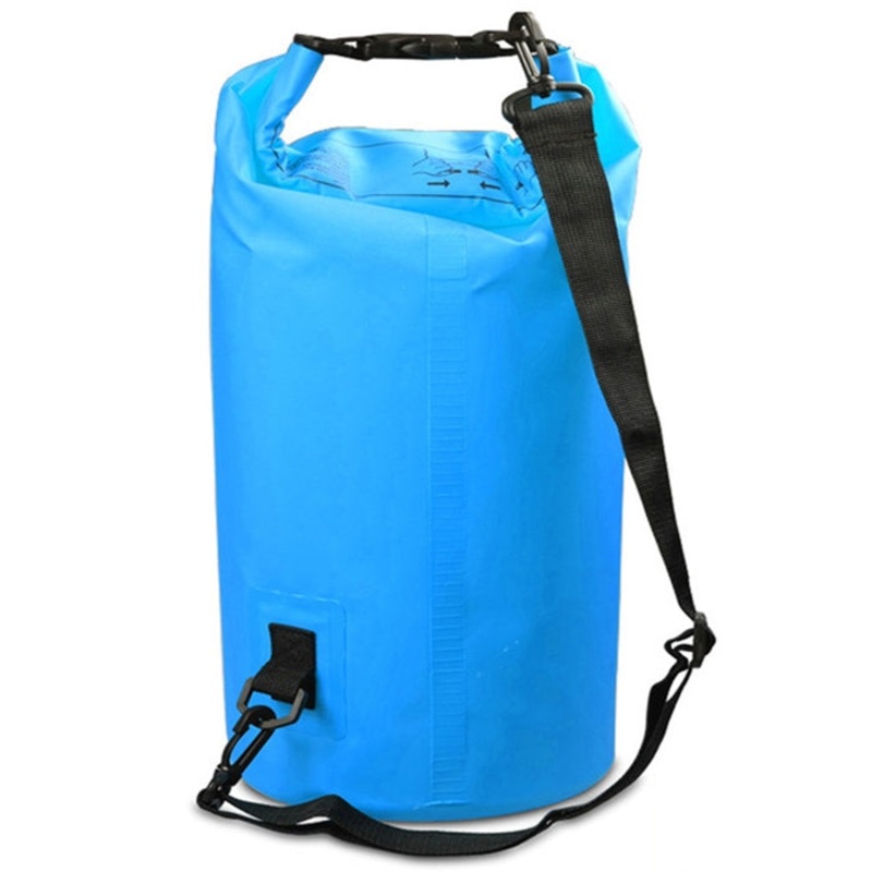 30L Outdoor Waterproof Double Shoulder Bag Dry Sack PVC Barrel Bag (Sky Blue)