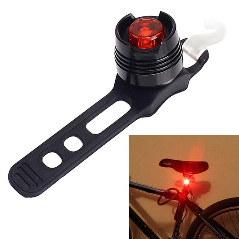 Aluminum Bicycle Cycling Front Rear Tail Helmet LED Flash Lights Safety Warning Lamp Waterproof (Red Black)