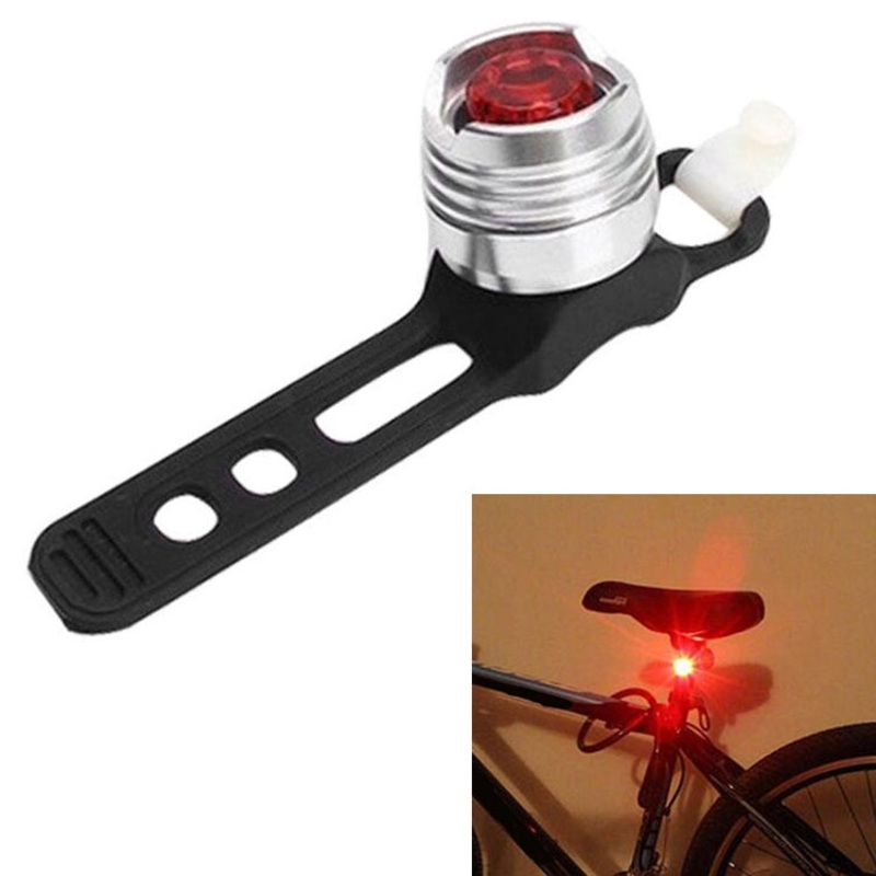 Aluminum Bicycle Cycling Front Rear Tail Helmet LED Flash Lights Safety Warning Lamp Waterproof (Red Light White Case)
