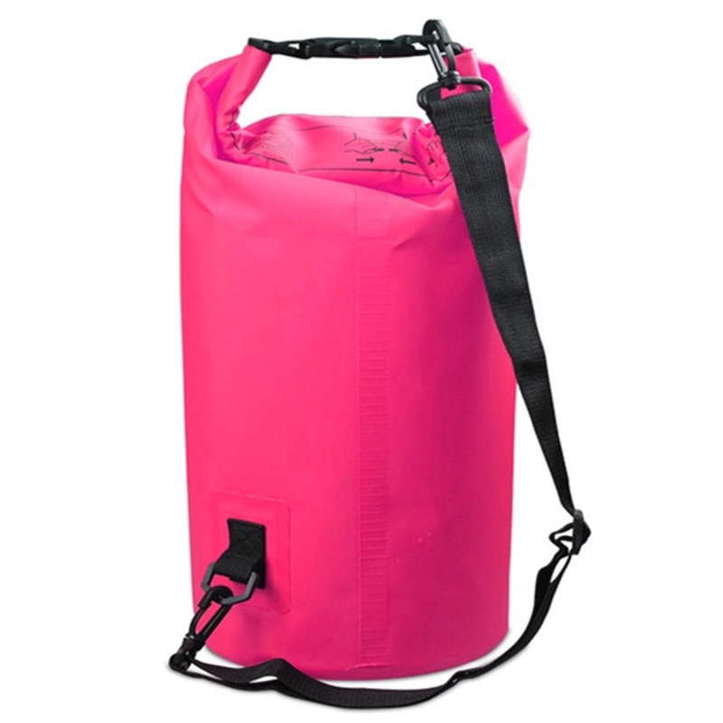 Waterproof Outdoor Single Shoulder Bag Dry Sack PVC Barrel Bag 5L Capacity (Pink)