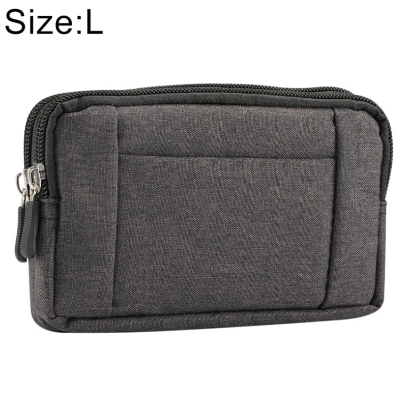 Sports Denim Waist Bag for 5.5-6.3 inch Smartphones (Black, L)
