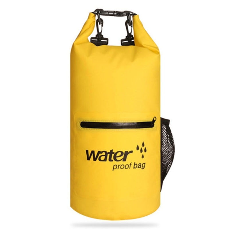 Waterproof Outdoor Dual Shoulder Strap Dry Sack PVC Barrel Bag- 10L (Yellow)